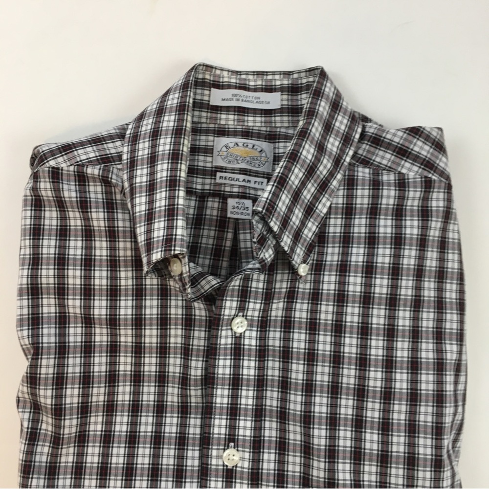 ✨5 FOR $25✨  Eagle Plaid Button Down Dress Shirt regular fit 15.5 34/35